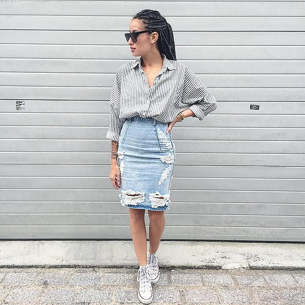 ripped jean skirt instagram